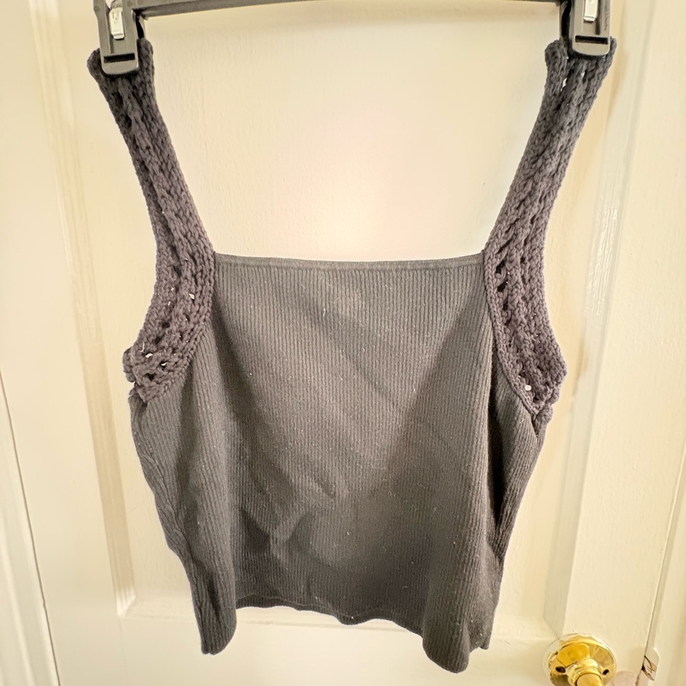 Aerie Black Embellished Fitted Sleeveless Tank Top - Picture 8 of 8